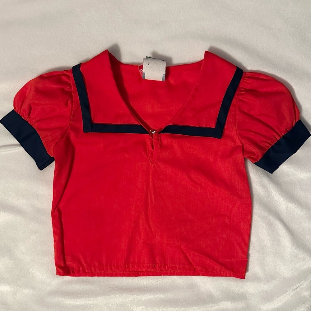 Vintage 80s Absolutely Annie Sears Red Bib Short Slv Top Shirt 3T Girls Toddler